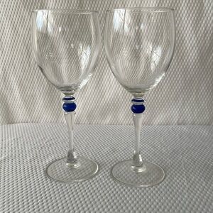 Luminarc Cortina Blue Marble Wine Glasses.  Set of two.